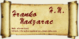 Hranko Madžarac vizit kartica